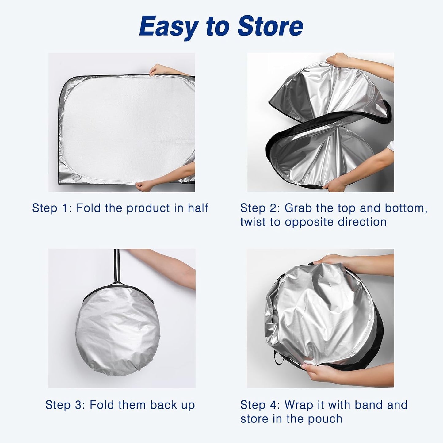 Windshield Sun Shade - Car Sun Shade Windshield, Reflector Sunshade Offers Ultimate Protection for Car Interior, Foldable Front Window Fit for Hatchback, Truck, SUV, MPV