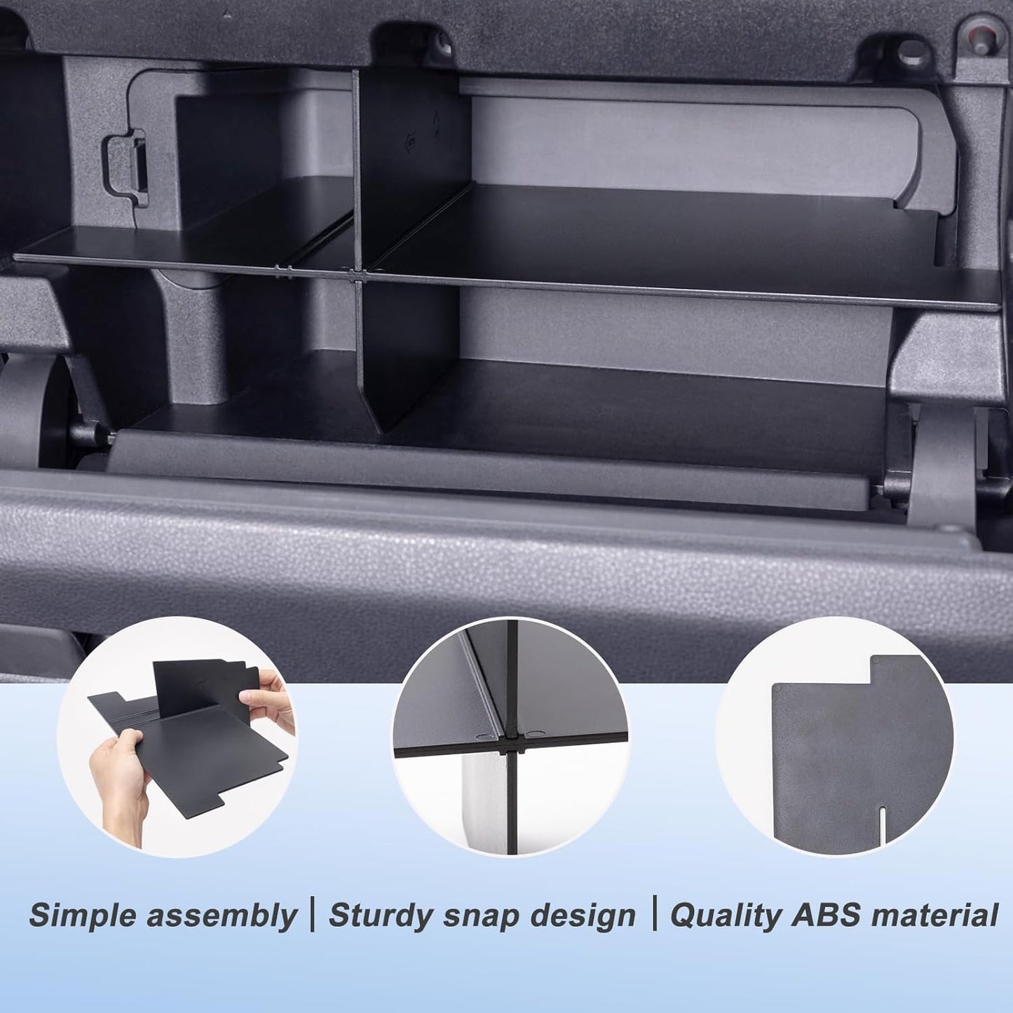 JKCOVER Compatible with Toyota Tacoma Glove Box Dividers Organizer 2016 2017 2018 2019 2020 2021 2022 2023 Accessories,Insert Box ABS Secondary Storage