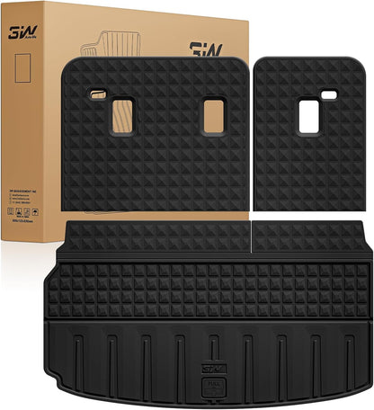 3W Floor Mats & Cargo Liner Fit for 2021 2022 2023 2024 2025 2026 Chevy Tahoe/GMC Yukon/Cadillac Escalade 7 Seat, TPE All Weather Custom Fit Car Accessories Heavy Duty Rubber Full Set Trunk Mats - Colors B