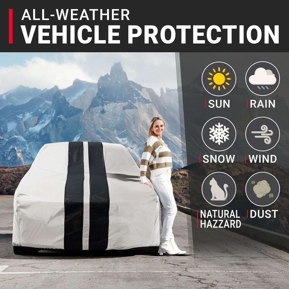 iCarCover Premium Car Cover for 1970-1972 Chevy Monte Carlo Heavy Duty Waterproof All-Weather Automobiles Custom Fit Indoor Outdoor UV Snow Protection Covers with Straps and Bag - Colors C