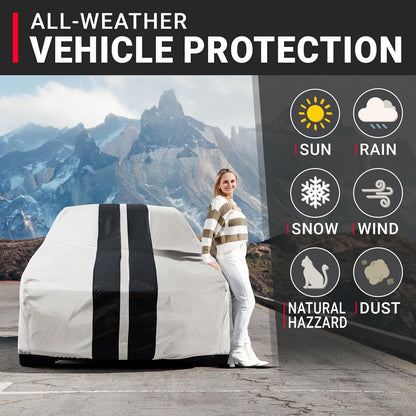 iCarCover 15-Layer Car Cover Waterproof All Weather | Premium Quality Car Covers for Automobiles, UV Protection, El Camino, Impala, Bel Air, Monte Carlo, Galaxie, Charger, Size C21 (See Size Chart) - Colors C