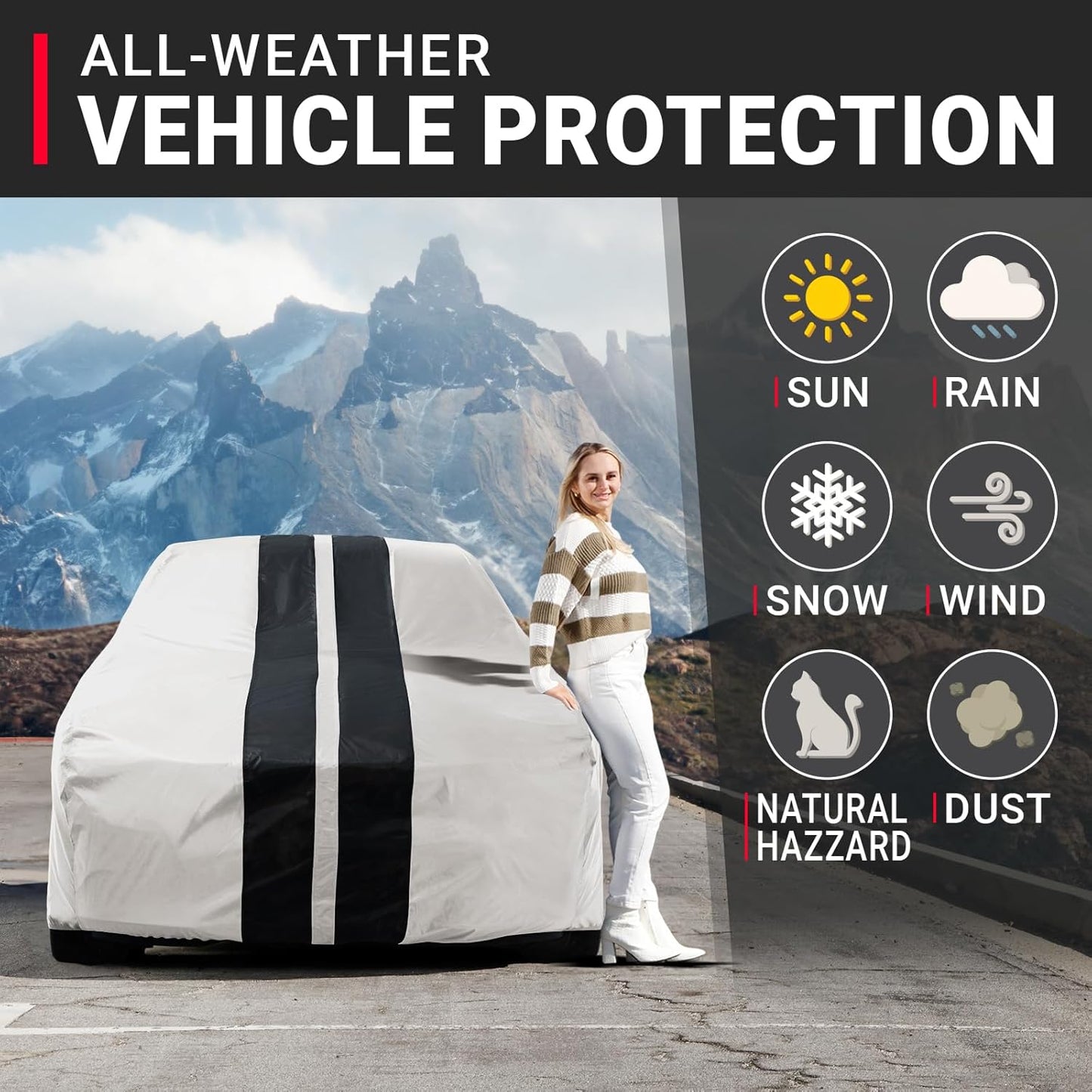 iCarCover Premium Car Cover for 1970-1972 Chevy Monte Carlo Heavy Duty Waterproof All-Weather Automobiles Custom Fit Indoor Outdoor UV Snow Protection Covers with Straps and Bag - Colors A