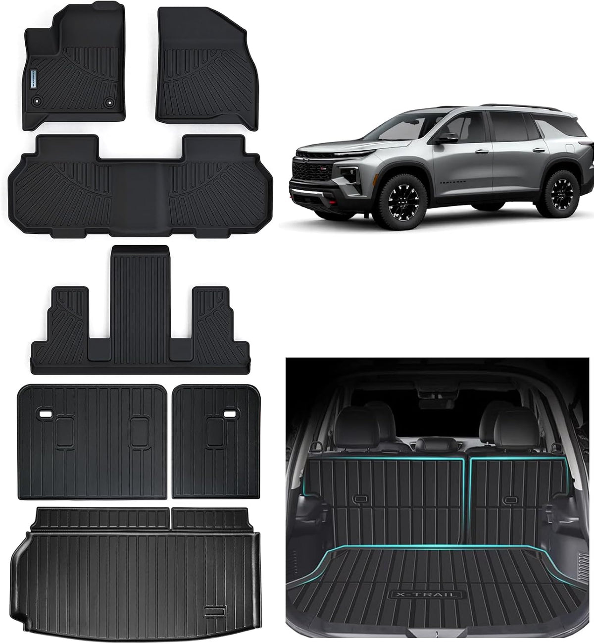 Floor Mats & Trunk Mat for 2012-2017 Chevy Equinox/GMC Terrain,TPE All Weather Protection 2 Rows Car Floor Liners with Cargo Liners for Chevrolet Equinox Accessories