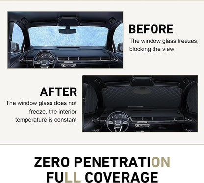Car Cover Waterproof All Weather, Outdoor Hood Protection, Foldable Protective Shield with Windproof Fixed Strap, Universal Car Snow Cover (Silver)