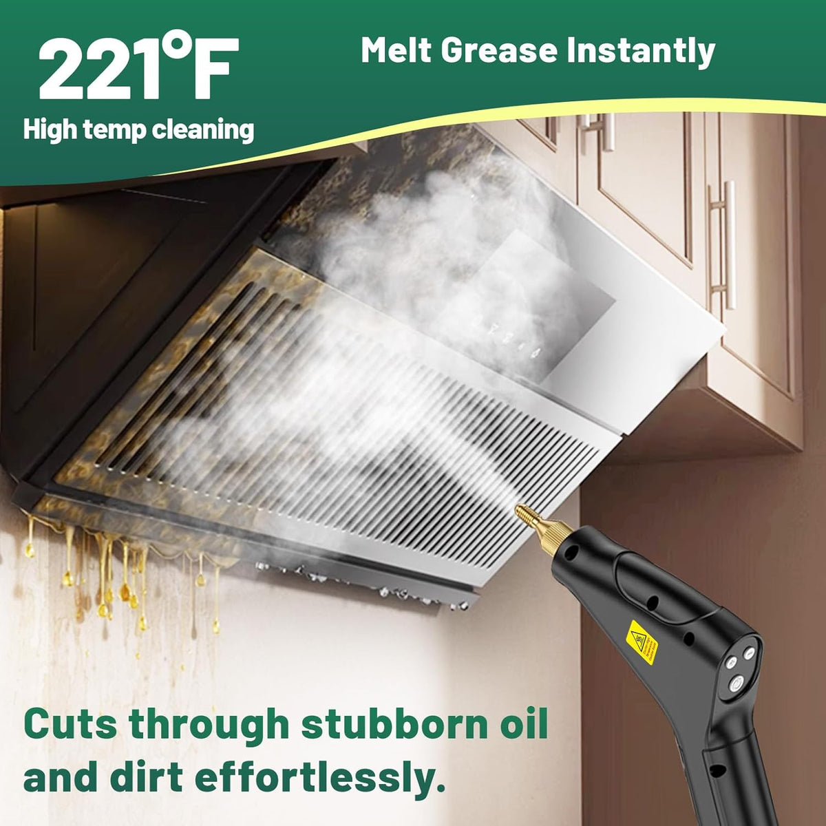 2500W Handheld Steam Cleaner, 15s Fast Heat-Up High Temp Pressurized Steamer, 1.2L Large Tank, Portable Steam Cleaning Machine for Home, Kitchen, Bathroom, Car, Grout & Furniture (Black)