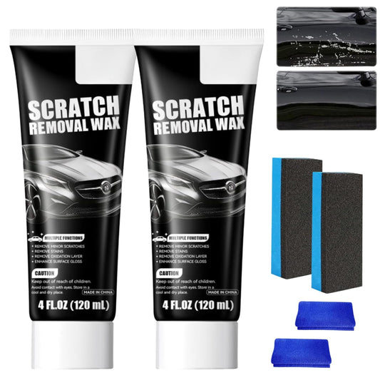 2pcs SCRATCHREMOVAL Wax Car Scratch Remover Wax,Universal Premium Polishing Compound for Deep Scratches,Car Scratch Repair Tool, (120 Ml) 4 Fl Oz with Sponge+ rag
