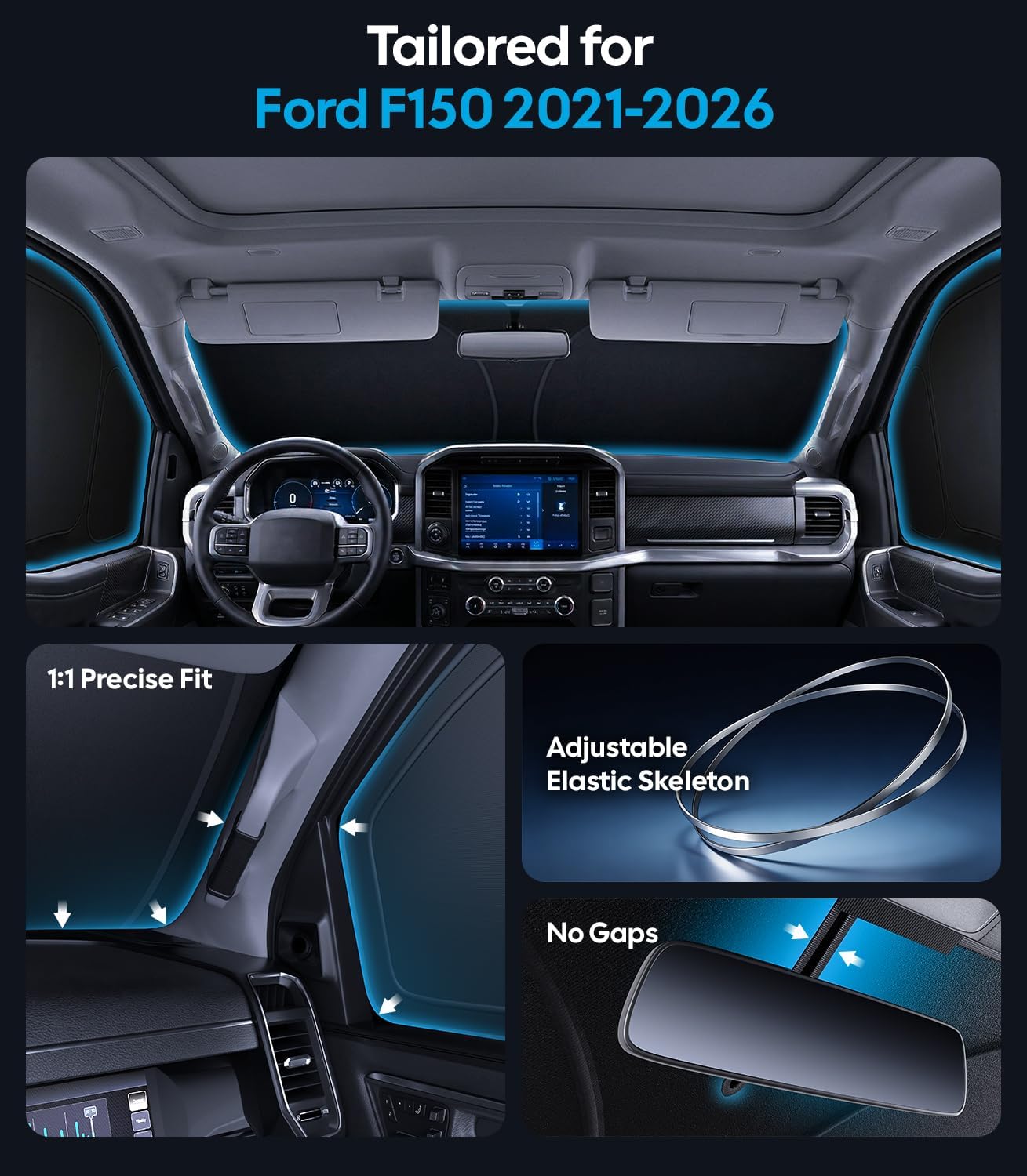 Wigoo 2026 Upgrade 8PCS Full Set Window Sunshade for Toyota 4Runner 2010-2024 [7-Layer Cooler & Blacker, Ice-Crystal Tech] with Windshield for Sun Block, Baby, Camping, Privacy Napping, Relax