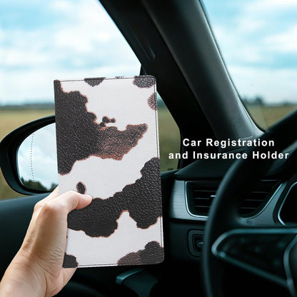 Car Registration and Insurance Holder, Premium Pu Leather Vehicle Glove Box Organizer - for Driver License, Cards & Essential Documents (L-Orange)