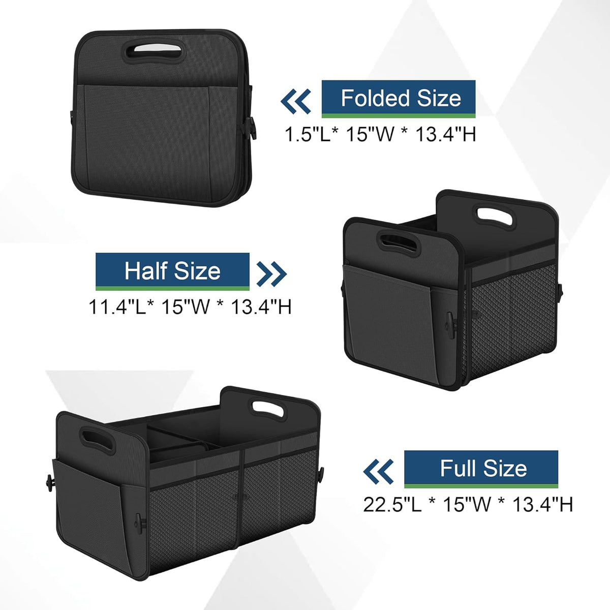 Femuar Car Trunk Organizer with Large Capacity Waterproof Car Accessories for Women & Men, Collapsible Trunk Organizer for Suv/Jeep/Sedan,Tools (Black, Standard)