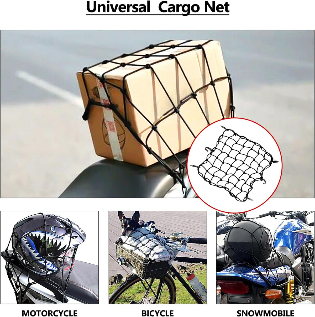 Cargo Net 4' x6' Stretches to 8' x 12' Truck Cargo Net for Pickup Truck Bed- Small 4"x4" Mesh Grid Super Duty Bungee Heavy Duty Bed Netting with 12 Adjustable Metal Carabiners by Cenipar