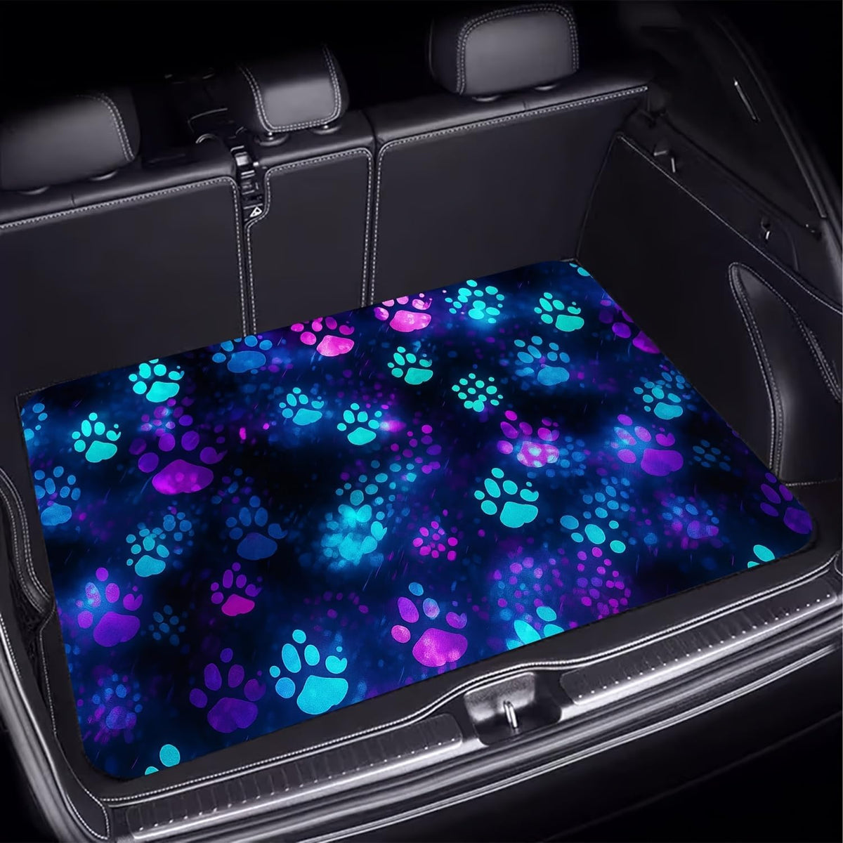 Universal Car Trunk Mat 29" x 39",Purple Colorful Flowers All Weather Trunk Protection Cargo Liner, Durable Cargo Mat Rear Trunk Liner,Stylish Vehicle Interior Accessories Suitable for Most Car Models
