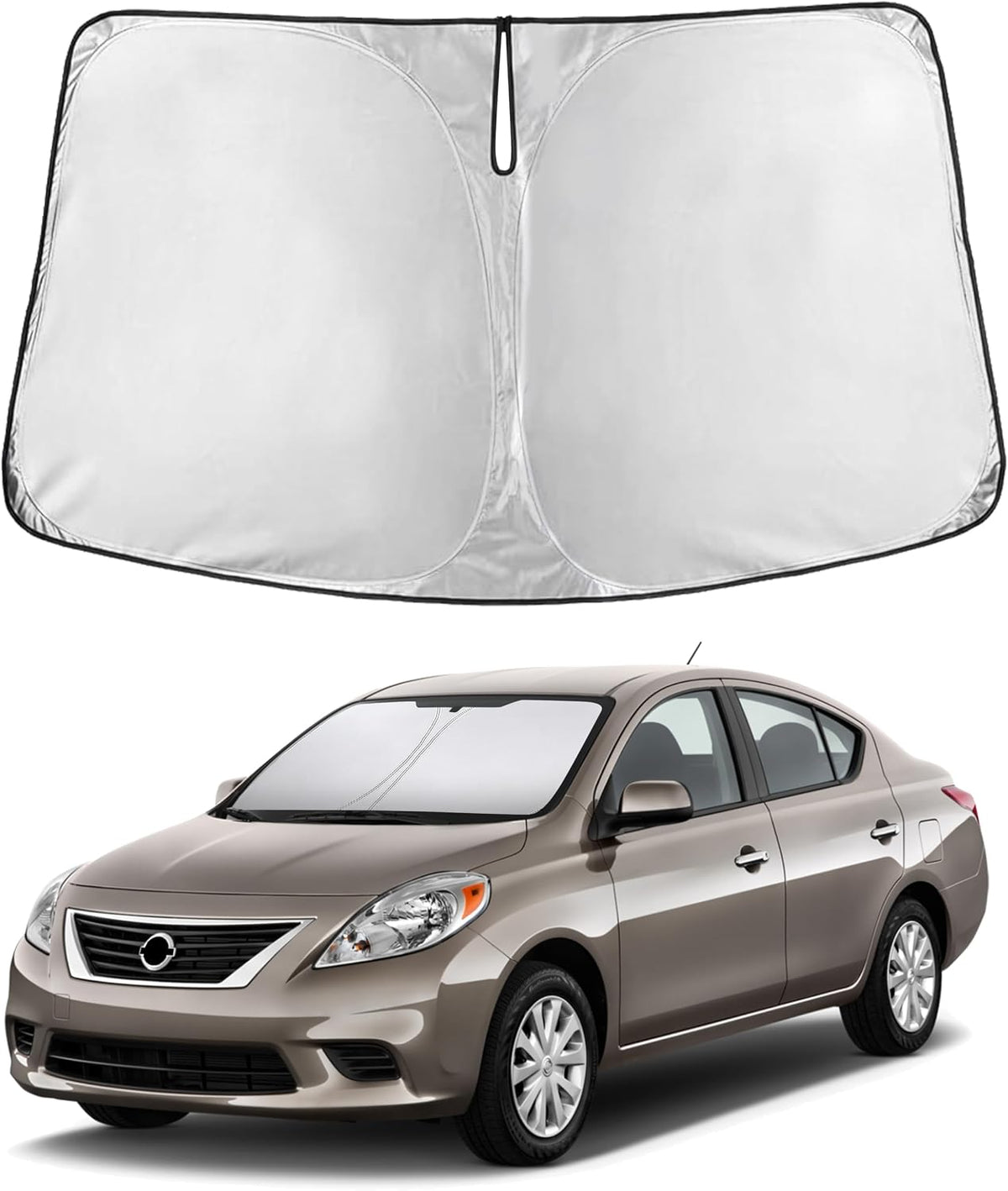 EcoNour Car Windshield Sun Shade | 2025 Upgraded Innovative No-Light-Pass Technology for Maximum Coverage | Foldable Sun Shade Keeps Your Vehicle Cool | Must-Have Car Accessories | Small (59" x 29") - Colors A