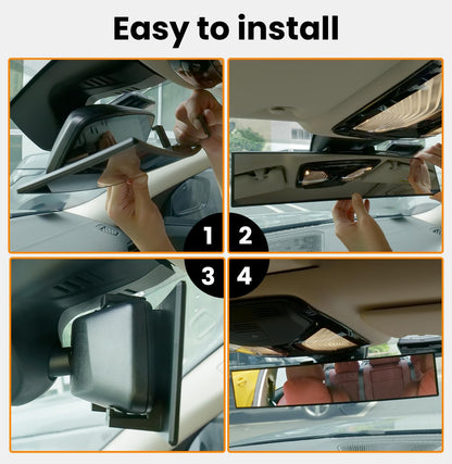 Rear View Mirror, Chrome Anti-glare Panoramic Rear Mirrors Universal 10 Inch Convex Car Interior Clip on Extra Big Wide Angle Rearview Mirror Extender to Reduce Blind Spot for Car SUV
