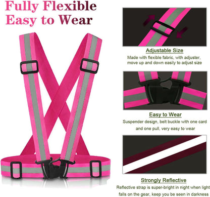 Reflective Vest Running Gear, 2Pack High Visible Safety VES for Cycling Jogging Running Walking, Adjustable for Men Women