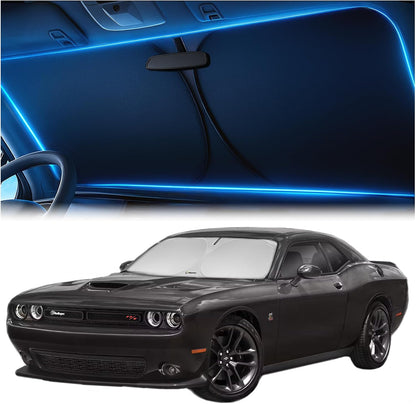 Magnelex Windshield Sun Shade for Dodge RAM 1500 2019-2023 2024 2025 2026, Foldable Car Window Sunshade, Heat & UV Visor Cover, Reflective Front Shades Accessories - Colors B
