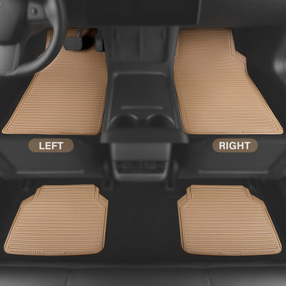 CAR PASS Rubber Floor Mats, All Weather Full Set 4-Piece, Waterproof Automotive Mats Trim to Fit Most Cars Sedans SUVs Vans, Heavy Duty Anti-Slip Easy Clean, All Black