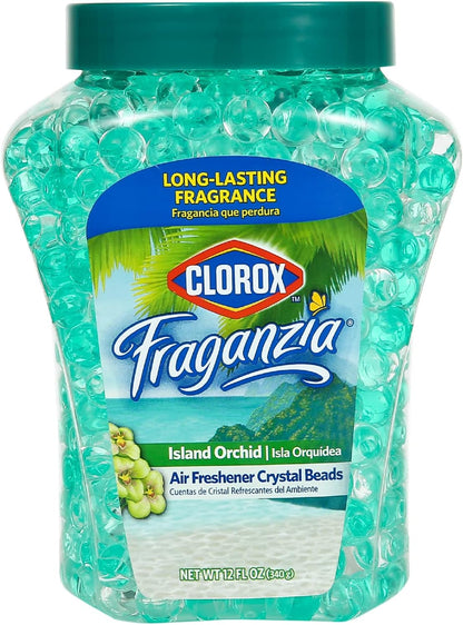 Clorox Fraganzia Crystal Beads Air Freshener, Long Lasting Room Deodorizer and Odor Eliminator Gel Beads to Freshen Home, Car, or Office, Fresh Ocean Breeze Scent, 12 Fl Oz