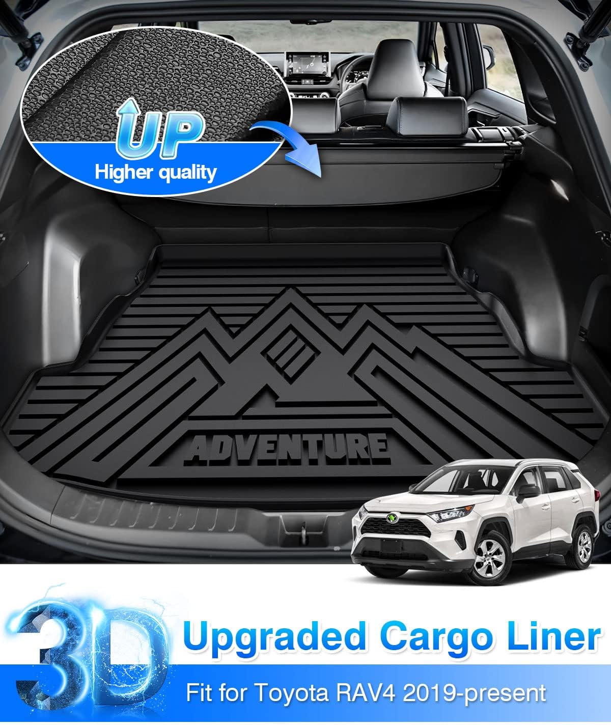 Rav4 Cargo Liner - Trunk Mat for Toyota RAV4 2019-2024 2025, All Weather Cargo Mat for rav4 Accessories, Heavy Duty (Fit for All Models)