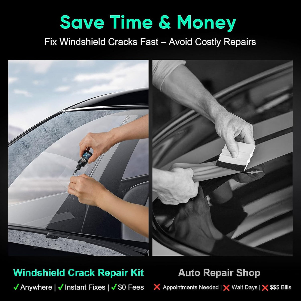 Car Windshield Crack Repair Kit - 2026 Upgrade Nano Glass Repair Liquid for Cracks & Chips, Cracks Gone Glass Remover Fluid for Quick Fix Windshields, Windows, Mirrors