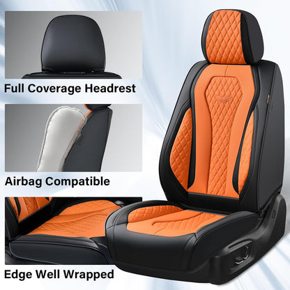 Coverado Seat Covers, Car Seat Covers Full Set, Black Car Seat Cover, Car Seat Covers Front Seats Back Seat Cover, Waterproof Car Seat Cushion, Leather Seat Covers Seat Protector Fit for Most Cars