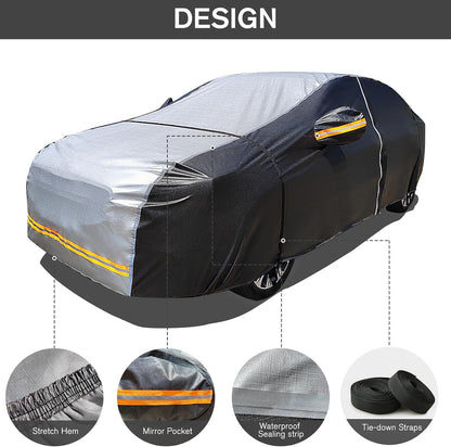 6 Layers Car Cover Waterproof All Weather Car Cover Waterproof All Weather, Outdoor Full Exterior Cover Rain Sun UV Snowproof Protection with Zipper Cotton for SUV (185-190inch)