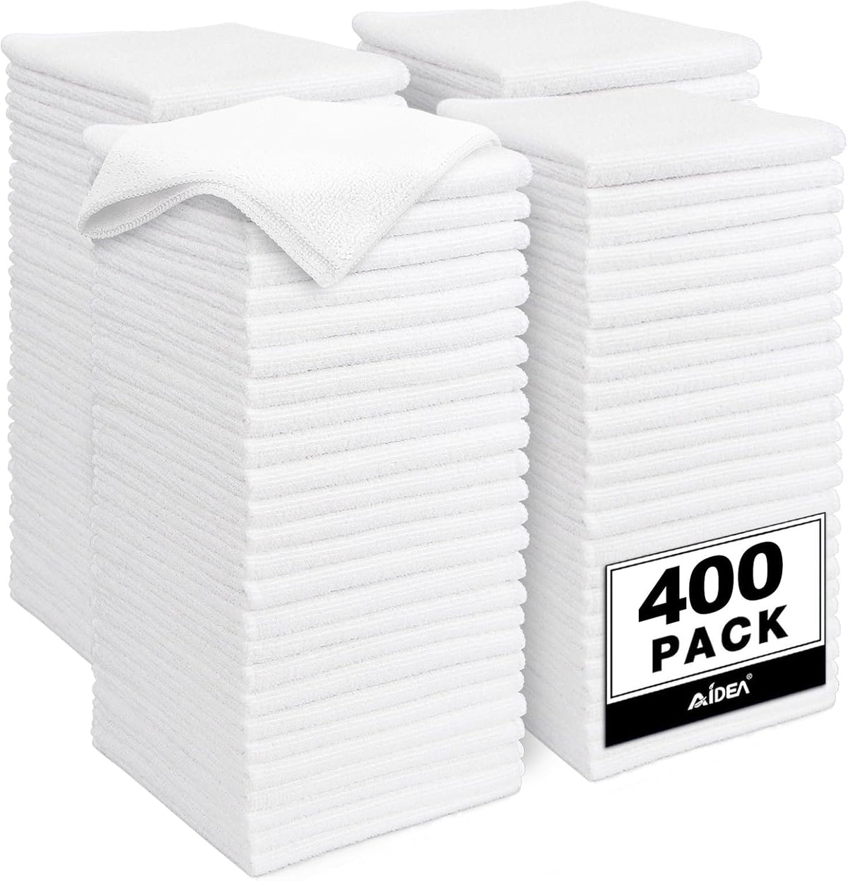 AIDEA Microfiber Cleaning Cloth-12PK, Soft Microfiber Towels for Cars, Absorbent Cleaning Rags, Lint-Free Streak-Free Wash Cloths for House, Kitchen, Window(12in.x12in), Black