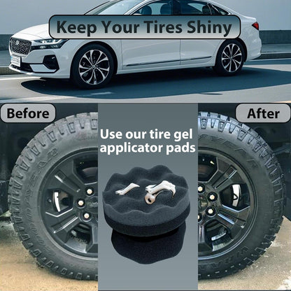 Tire Shine Applicator Pads, 2 Pcs Tire Dressing Applicator, Reusable Tire Shine Sponge Wave Contoured for Car Detailing, 3.15inch