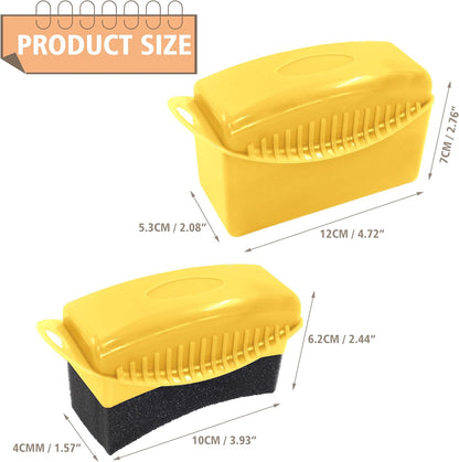 2Pcs Tire Dressing Applicators,Tire Shine Applicator Pads,Reusable Tire Dressing Sponge Pad Car Tire Applicator Pads with Lid for Car Glass, Painted Steel & Porcelain (Blue, Curved