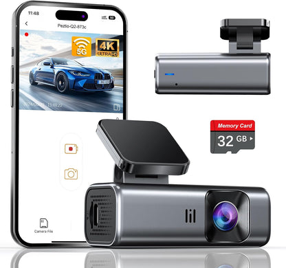 galphi 4K Dash Cam Front, Built-in 5G WiFi, 32GB Card Included, Dash Camera for Cars, Mini Dashcam with Super Night Vision, Loop Recording, G-Sensor, 24 Hours Parking Monitor, Support 256GB Max