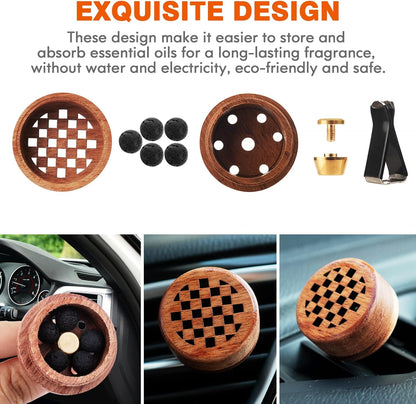 Essential Oil Car Diffuser, 2 PCS Car Aromatherapy Wood Diffuser with Vent Clip