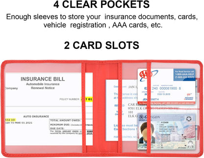 Car Registration and Insurance Holder, Car Accessories Vehicle Glove Box Car Organizer Women Wallet Case for Cards, Essential Document, Driver License by Cacturism, Pink | for Cards