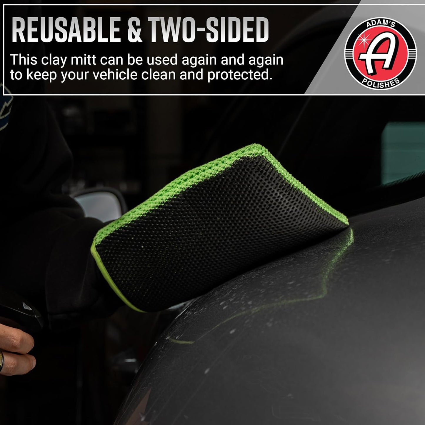 Adam's Clay Mitt Combo - Detail Spray Clay Lubricant for Medium Grade Clay for Car Detailing - Glove Quickly Removes Debris from Your Paint, Glass, Wheels, & More