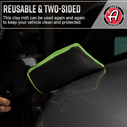 Adam's Clay Mitt Combo - Detail Spray Clay Lubricant for Medium Grade Clay for Car Detailing - Glove Quickly Removes Debris from Your Paint, Glass, Wheels, & More