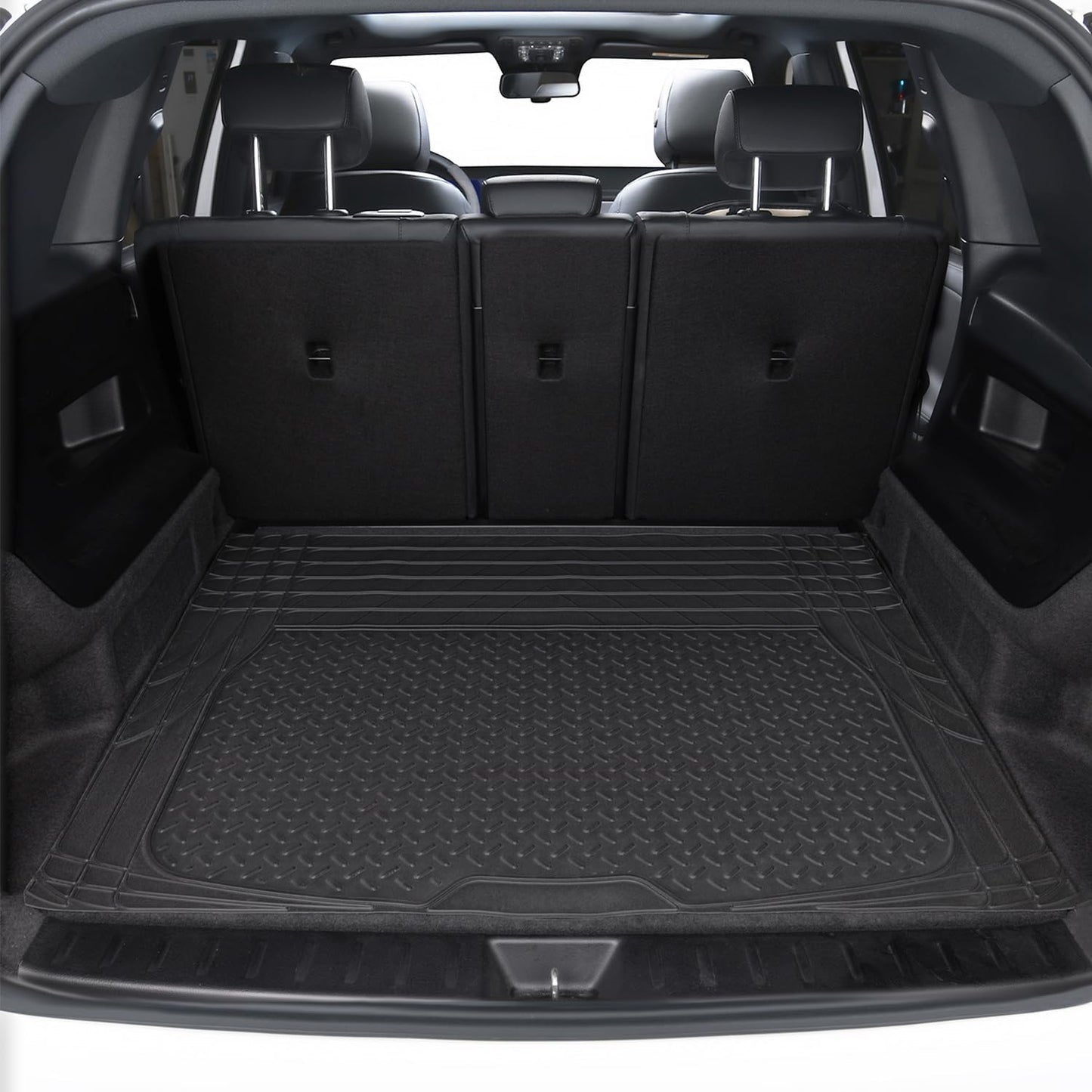 Amazon Basics 4-Piece Heavy Duty Anti-Slip PVC Floor Mats with Cargo Liner, Waterproof Trim To Fit Car Mats, Easy to Clean, Black