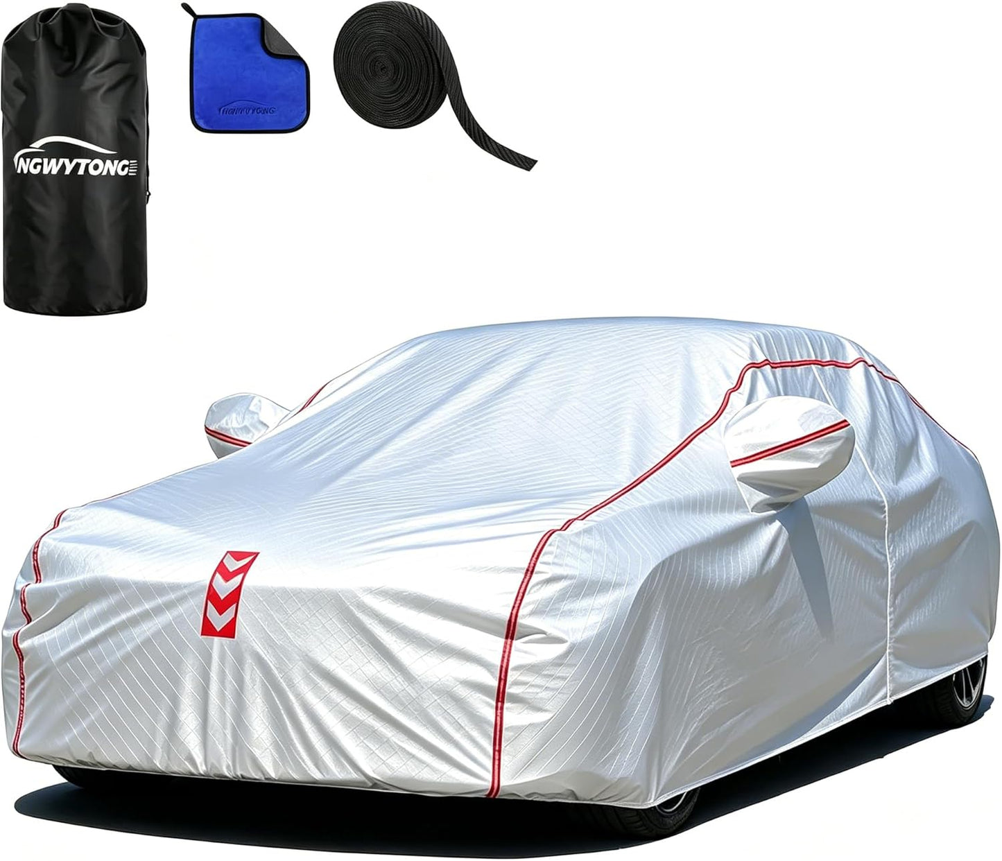 Car Cover for Sedan, Waterproof All Weather Heavy Duty, 360° Underbody Wrap Windproof Design, Quick Install Outdoor Vehicle Cover, Fits 186-193 in
