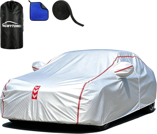 Car Cover for Sedan, Waterproof All Weather Heavy Duty, 360° Underbody Wrap Windproof Design, Quick Install Outdoor Vehicle Cover, Fits 186-193 in