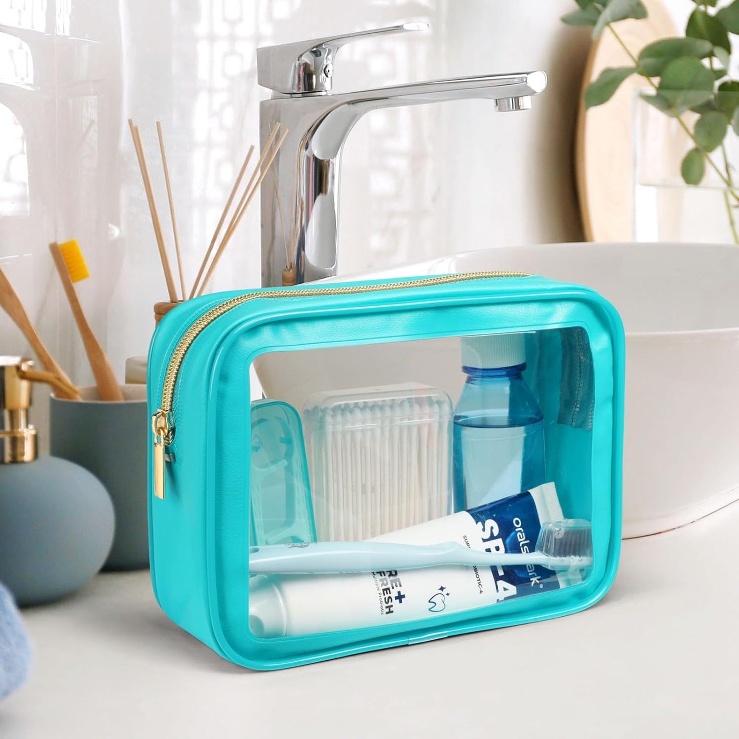 PACKISM Clear Makeup Bag - TSA Approved Toiletry Bag for Carry-on & Checked Luggage, Water Resistant Car Storage Organizer with Reinforced Seams