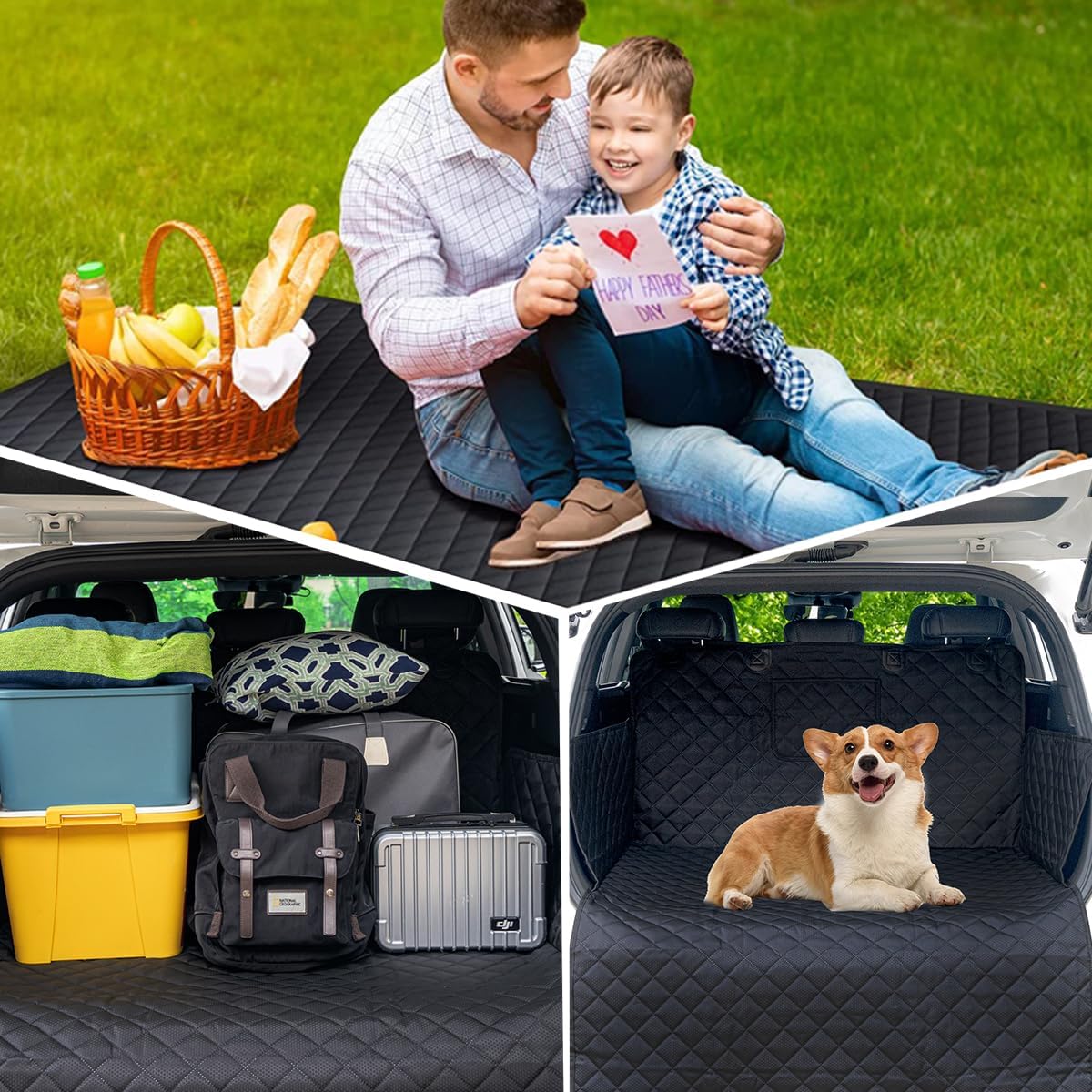 SUV Cargo Liner for Dog Car Seat Cover Waterproof Pet Cargo Cover Nonslip Dog Seat Cover with Bumper Flap Protector for SUV Trunk Sedans Vans（70L”*40W“）
