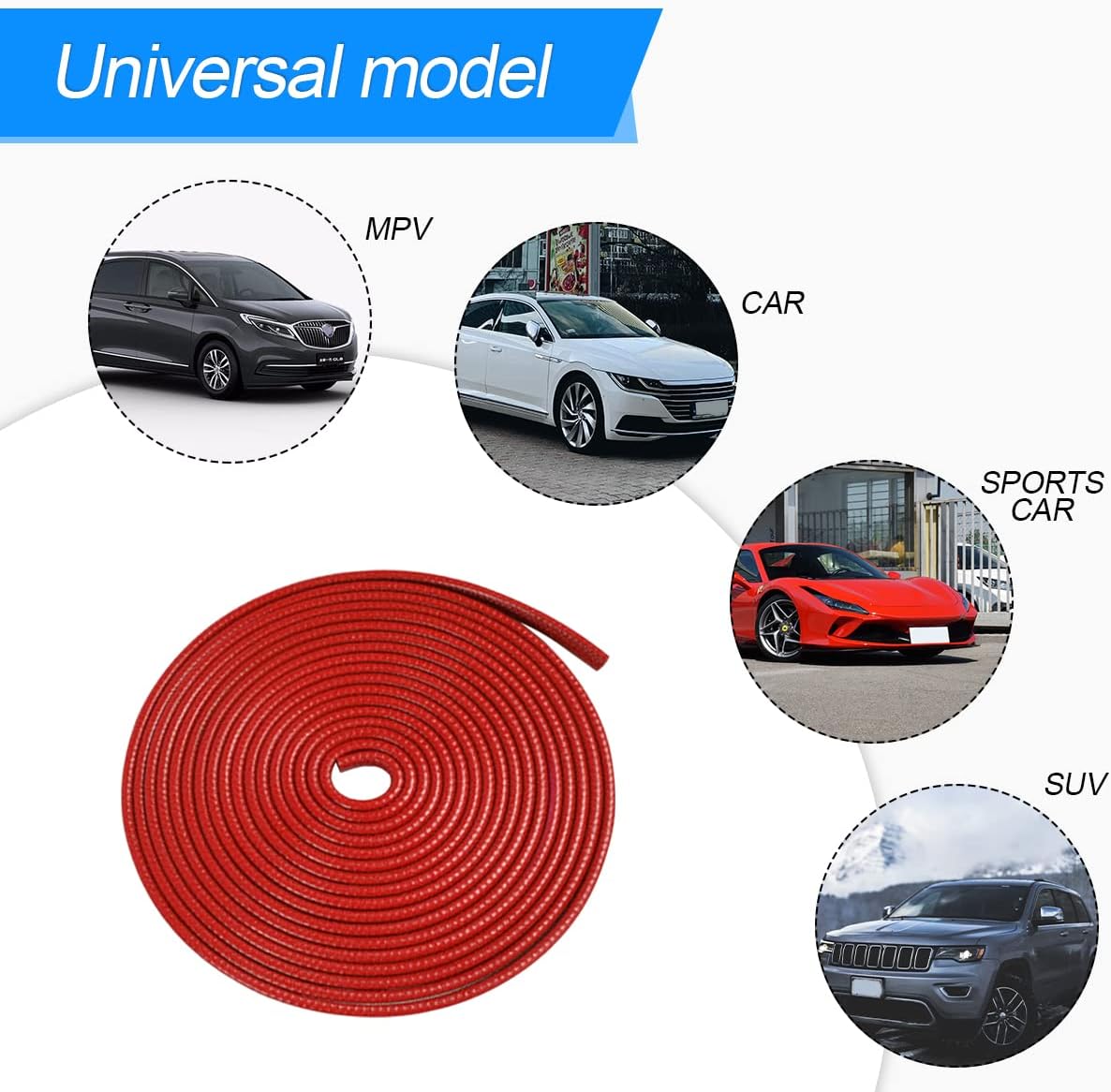 XINLIYA Car Door Edge Guards, 16Ft Universal Rubber Seal Protector U Shape Edge Trim Car Door Edge Protection for Most Car, Aluminum Boat Edge Guards (Red)