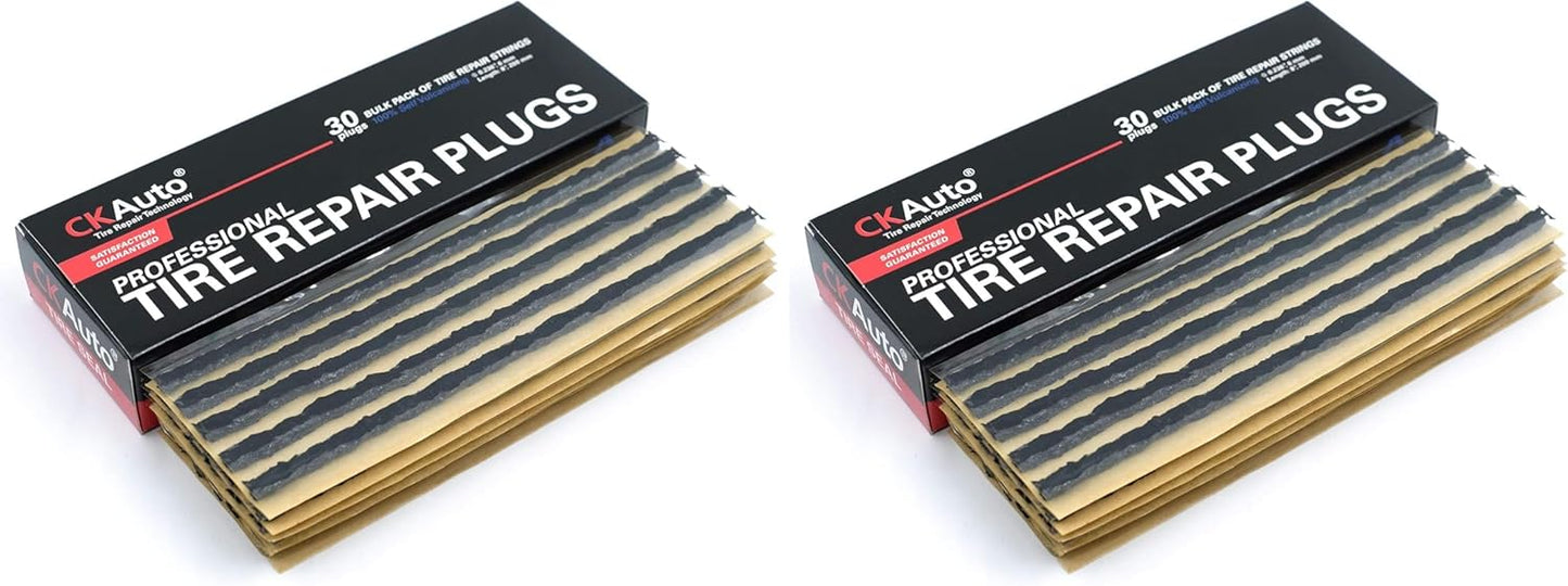 CKAuto 30pcs 4" Black Tire Repair Strings, Automotive Tool Tire Repair Plugs for Tubeless Off-Road Tires Car, Bike, ATV, UTV, Wheelbarrow, Mower