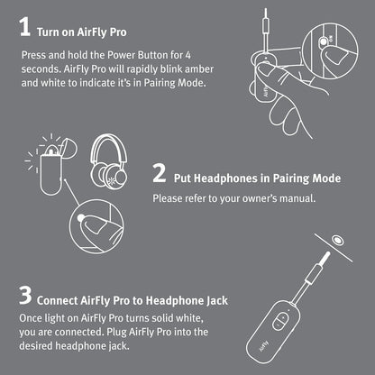 AirFly Pro 2 Deluxe – Bluetooth Adapter for Airplane, Pair 2 AirPods or Wireless Headphones – 3.5mm AUX Bluetooth Transmitter/Receiver for Cars, Boats, Treadmills, TVs – Airplane Travel Essentials