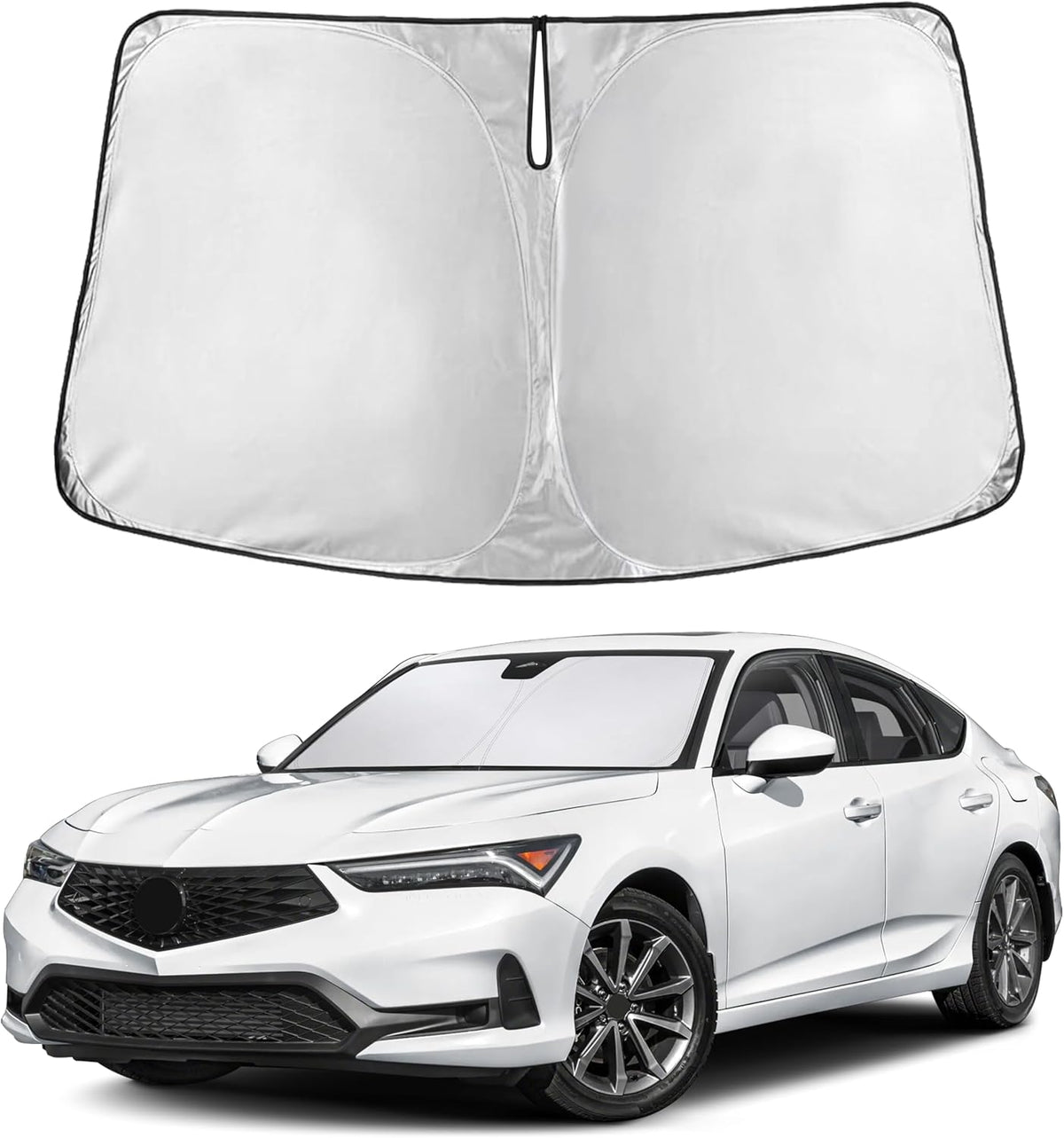 EcoNour Car Windshield Sun Shade | 2025 Upgraded Innovative No-Light-Pass Technology for Maximum Coverage | Foldable Sun Shade Keeps Your Vehicle Cool | Must-Have Car Accessories | Small (59" x 29") - Colors A