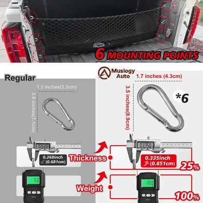 Muslogy Truck Bed Cargo Net Trunk Netting Compatible with 2023-2025 2026 Honda CR-V Accessories, Pickup Cargo Organizer SUV Sedan Storage Net w/Heavy Duty Carabiners - Colors B