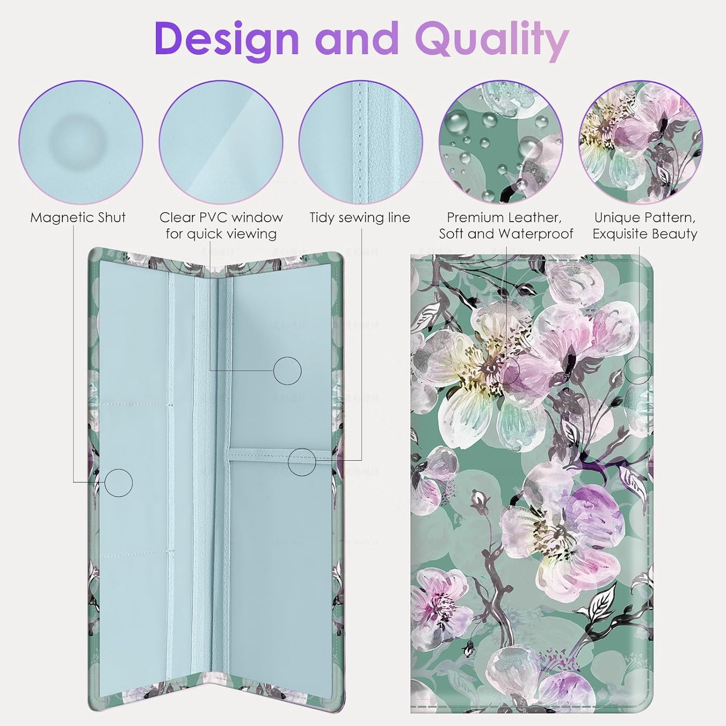 Car Registration and Insurance Holder，Colour Patterns Men Women Car License Document Registration and Insurance Card Holder