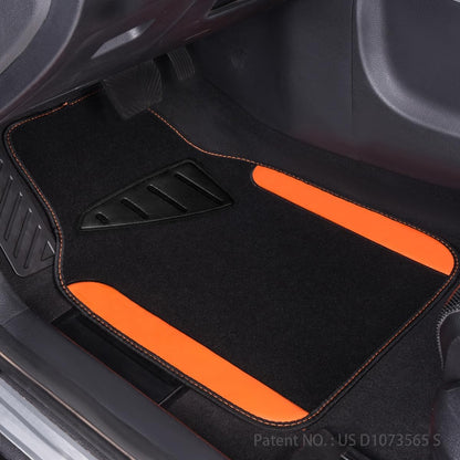 CAR PASS Rainbow Waterproof Universal Fit Faux Leather Car Carpet- Anti-Slip Nibbed Backing Floor Mats for SUV, Vans,Sedans,Trucks, Automotive Set of 4 for Women (Black with Red)