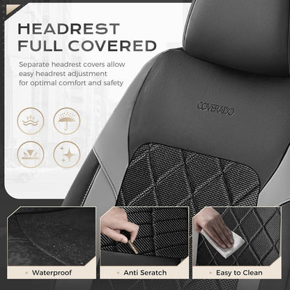 Coverado Car Seat Covers, Seat Covers Full Set, 5 Seats Automotive Seat Cover, Mesh Breathable Seat Protectors, Universal Fit for Most Cars