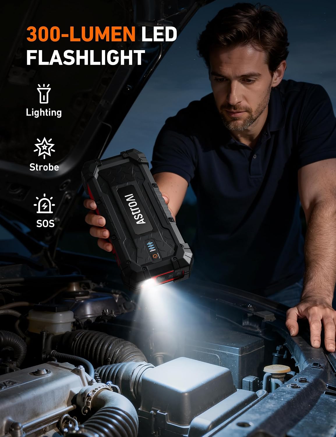 AstroAI S8 Ultra Car Jump Starter, 4000A Safe 12V Battery Booster Pack (All Gas/12L Diesel), Portable Jump Box with Smart Jumper Cables, Type-C/USB, LED Flashlight, Rugged Protection & Storage Bag