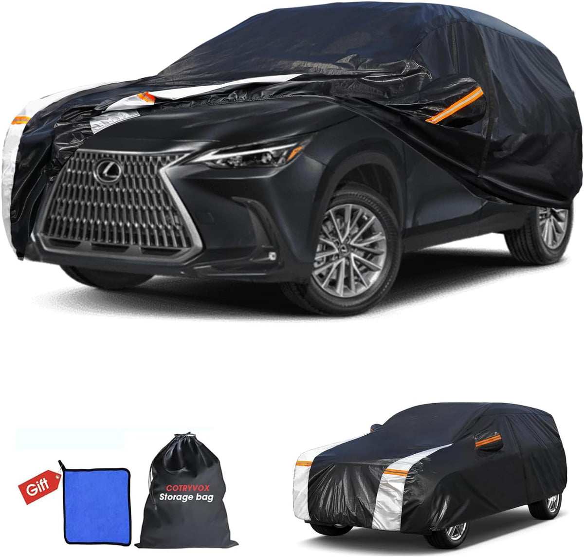 Large SUV Car Cover for Chevy Suburban 100% Waterproof All Weather, Heavy Duty Outdoor Full Exterior Covers Rain Sun Wind UV Protection. - Colors D