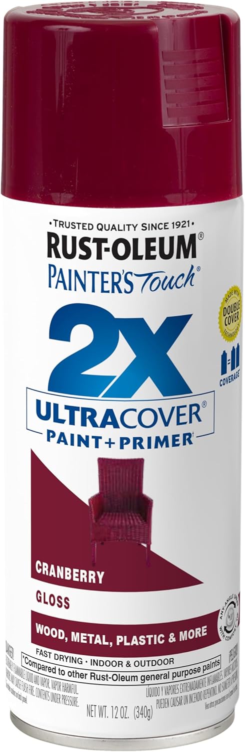 Rust-Oleum 334029 Painter's Touch 2X Ultra Cover Spray Paint, 12 oz, Gloss Clear - Colors C