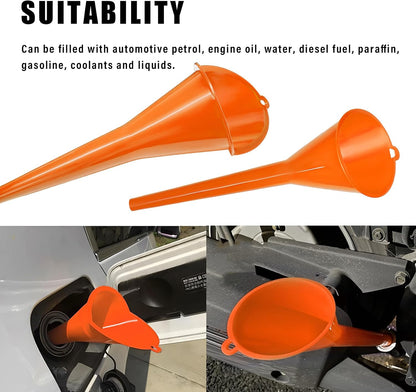 DXNQ Oil Funnel, Automotive Multi-Function Plastic Fuel Funnel with Long Neck, Universal Engine Oil Funnel for Filling Oils Gas Lubricants and Fluids, Car Accessories (Black)